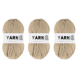 Rebower 3Pcs Light Brown Acrylic Yarn 400 Yard 4 Ply Soft Crochet Yarns Sport Weight Yarn,[for DIY Crocheting Knitting Craft Blankets Hats]-150g