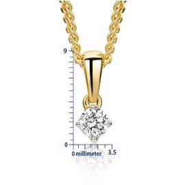 MIORE Jewellery Women's Necklace Pendant White Gold/Yellow Gold 375 9 Carat with Necklace Silver 925 Gold-Plated 18 Carat and Diamond 0.10/0.15/0.25 ct, Real Gold Pendant, Silver Chain, Women's