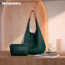 Montana West Slouchy Hobo Bags for Women 2PCS Shoulder Bag Set Womens Purses and Handbags with Coin Purse, MWC2-297DGN