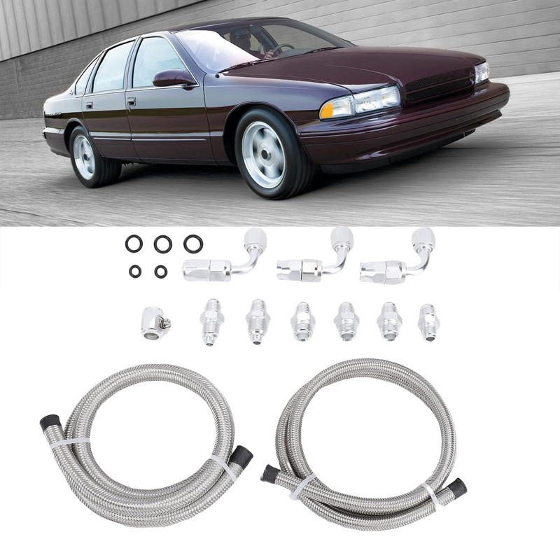 Pyhodi 25 Inch 6AN Power Steering Pump Hose Kit, Nylon