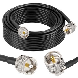 MOOKEERF CB Coax Cable - RG58 UHF PL-259 Male to Male Right Angle Coaxial Cable 50FT Low Loss Cb Antenna Cable Jumper Cable for CB Radio, HAM Radio, Antenna Analyzer, SWR Meter