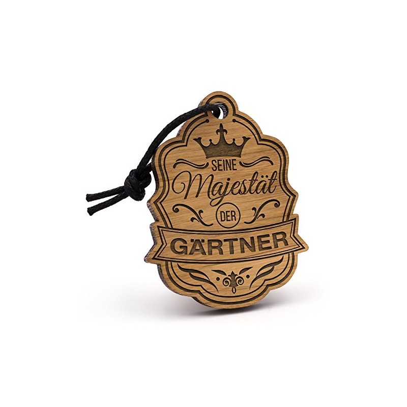 Fashionalarm Key Ring Majesty Gardener Made of Wood with Engraving