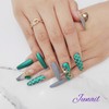 G Satin Green Handmade Nail Tips ✨ - Short Stiletto