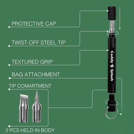 Caddy Splash Golf Club Groove Sharpener Tool - 3-in-1 Golf Club Cleaner for Wedge, Iron - Oblique, Straight, Spike Replacement Tips for U & V Grooves - Aluminum-Alloy Shaft, Heat-Treated Steel (Black)