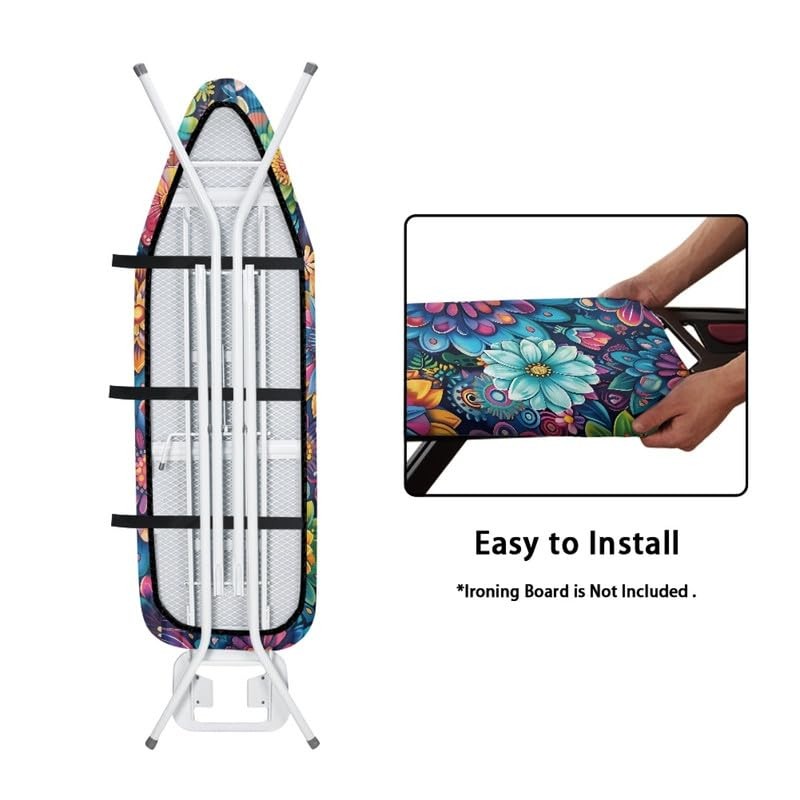 Daulesho Hippie Flower Ironing Board Cover Colorful Lotus Daisy Flowers