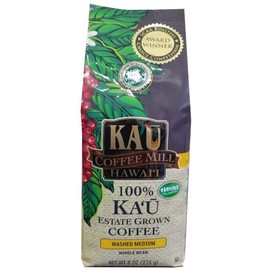 Washed Medium Whole Bean Ka'u Coffee (16 Ounce), 100% Hawaiian Award Winning Coffee by Ka`u Coffee Mill