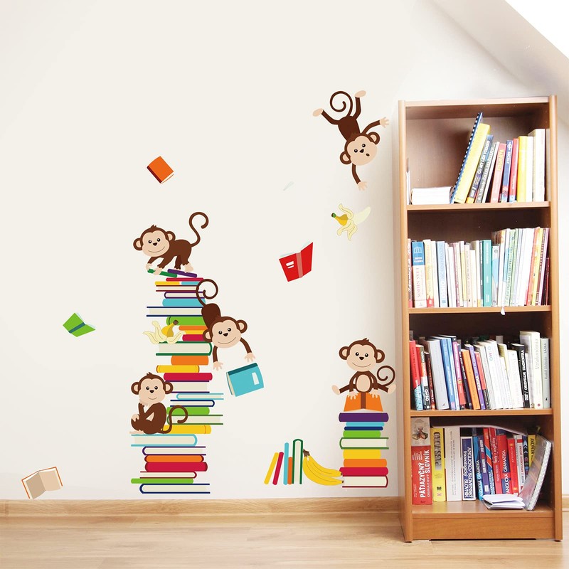 decalmile Monkey Wall Decals Animals Kids Learning Wall Stickers Baby