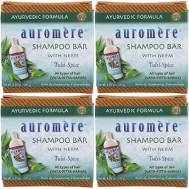 Auromere Ayurvedic Shampoo Bar - Eco Friendly, Handmade, Vegan, Cruelty Free, Natural, Non GMO, All in One Bar for Soap and Shampoo (4.23 oz), 4 pack