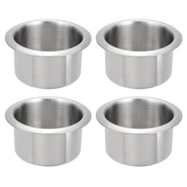 uxcell 4 Pcs 201 Stainless Steel Drop-in Cup, 2.17" x 4.2" Drink Can Holder Bright Poker Table Cup Holder Insert for Sofa Boat Car Marine, Silver