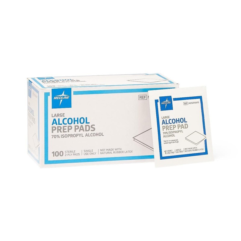 Medline Almohadillas estériles de preparación de alcohol, grandes, 100 unidades