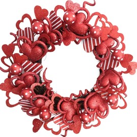 CIR OASES 18-inch Love wreath Glitter Red Wreath Valentine's Day Wedding Party Decoration wreath Front door hallway patio decoration wreath