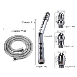 Shower with 3 Shower Heads and 59 Inch Shower Hose, Deep Cleaning System for Enema Shower (Silver)