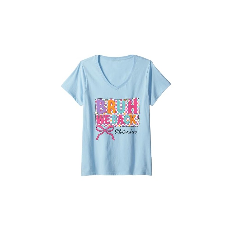 Womens Bruh We Back Fifth Grade Coquette Bow Preppy Back