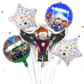 Robl Birthday Party Decorations for Boys Girls- 5Pcs Foil Balloons Happy Birthday Rob Party Decorations Colorful Latex Helium Ballon