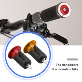 The Lord of the Tools 2 Pairs Bike Handlebar End Plugs Bicycle Bar End Caps Aluminum Alloy for Most Bicycle Mountain Bike Road Bike 40x24mm (Red & Gold)