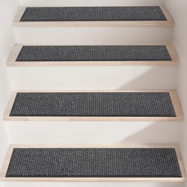 BEQHAUSE Stair Treads for Wooden Steps 9"x28", Carpet Stair Treads Non Slip Indoor, Machine Washable Stair Runners for Kids Elders and Pets, TPE Backing, 100% Polypropylene, 15pcs, Charcoal