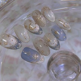 YXRXKJ Nail Tips, Medium, Pack of 24, Nail Tips, Short, Popular, Japanese Style, Cute, Simple, Stylish, Fake Nails, Short, Spring and Summer, Bride Nails, Glossy, Coming-of-age Ceremony, School