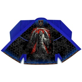 JAGUAR PRO GEAR – Death Reaper Inner Sublimated Pro Brazilian Jiu Jitsu BJJ Kimono Gi Uniform Unisex - Belt Included (Blue, A-2)