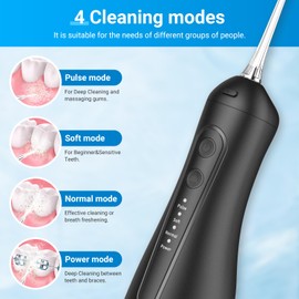 RAXSEG Cordless Water Flosser for Teeth with 300ml Removable Tank & 4 Modes - IPX7 Waterproof Dental Irrigator, Perfect for Travel and Home Use, Ideal for Braces and Sensitive Gums
