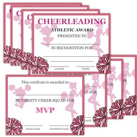 30Pcs Cheerleading Award Certificates 8.5x11inch End of Season Cheerleading Team Awards Sports Ceremony Cheerleading Certificate Pink Cheerleading Certificate of Completion