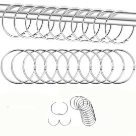 HUATEEN Curtain Rings,20 Pieces Black Shower Curtain Rings Rustproof Metal Shower Curtain Hooks Smoothly Round Shower Rings Curtain Rings Metal for Bathroom,Changing Room,Windows,Home Decoration