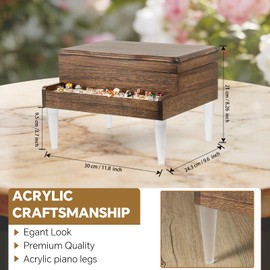 Meangood Piano Shape Wooden Jewelry Box with Mirror, Modern Jewelry Boxes for Women Girls Gift 3-Layer Jewelry Organizer for Bracelet, Earring, Necklace, Ring, Watch (Walnut)