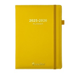 Daily Planner 2025-2026, Academic Calendar(July 2025 - June 2026) - One Page Per Day, Daily Monthly Agenda, 5.7" x 8.3" Appointment Book with Hourly Schedule and Monthly Tabs (Yellow)