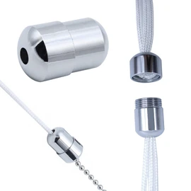 NA 6 Pack Cord Connector Metal Chrome Bathroom Light Pull Cord Joiner with Connector Clip Weighted Acorn Cord Pull Cord for Ceiling Light Switches Shower Blinds Fan Pull Cord