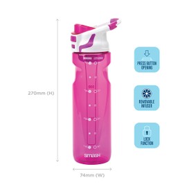 Smash Chugger Water Bottle with Infuser, Pink, 750 ml Capacity