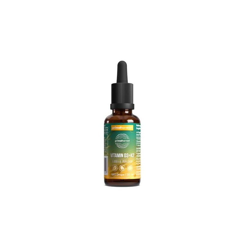 Primal Harvest Vitamin D3+K2 - Daily Supplement, Gluten Free, Vegetarian