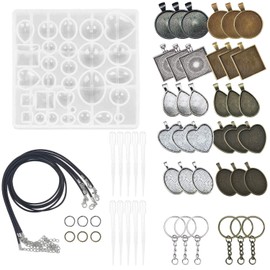 Allazone Pack of 57 Pendant Tablet for DIY Souvenir Picture Locket Necklace Gift Jewellery Making