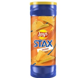 Lays Lay's Stax Cheddar Flavor Potato Snack Chips, 5.5 Ounce Canister