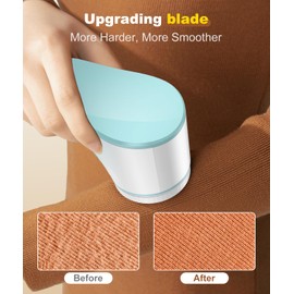 Fabric Shaver, Lint Remover Sweater Shaver, Effectively and Quickly Remove Pills, Lint Shaver with Stainless Steel 3-Leaf Blades and Safety Lock Protection(Green & White)