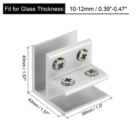 sourcing map 90 Degree Glass Clamp, for 10-12mm Thickness Adjustable Double Side Glass Shelf Support Bracket Aluminum Alloy Glass Clip Clamp Holder, Silver Tone