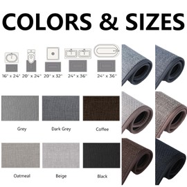 QIJIRC Bath Mats for Bathroom,Quick Dry,Non-Slip,Machine Washable,Fit Under Door,Super Absorbent Bathroom Rugs for Bathroom Floor,Shower,Sink.(Dark Grey,24''x16'')