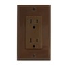 RiteAV 15A Electrical Duplex Receptacle Wall Outlet Plate 1 Gang Decorative Brown