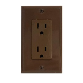 RiteAV 15A Electrical Duplex Receptacle Wall Outlet Plate 1 Gang Decorative Brown