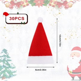 YEESON Mini Christmas Hat,30 Pieces Mini Christmas Cutlery Holder, 6x12cm Santa Claus Hat Cutlery Holder for Table Decoration,Decorate Various Christmas Props