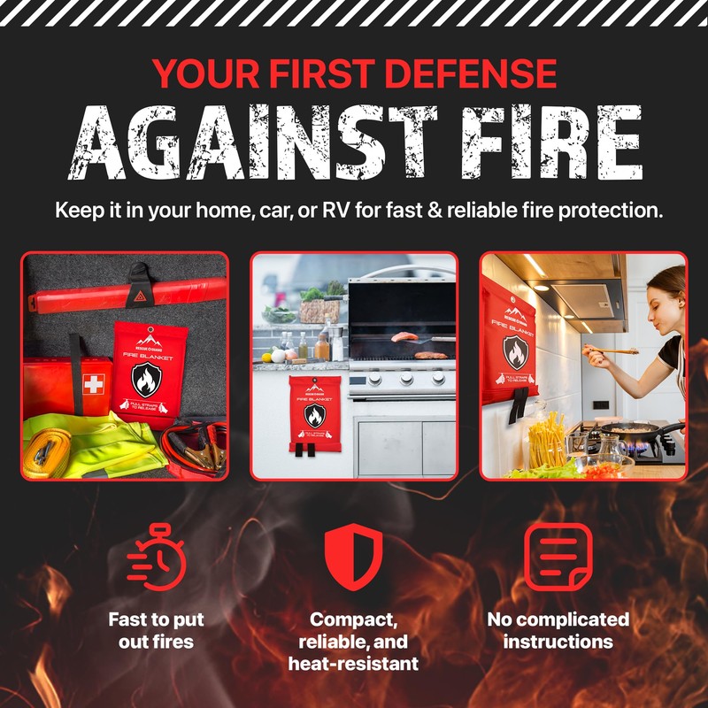 Fire Blanket 1 Pack 40”x40” - Fire Blankets Emergency for