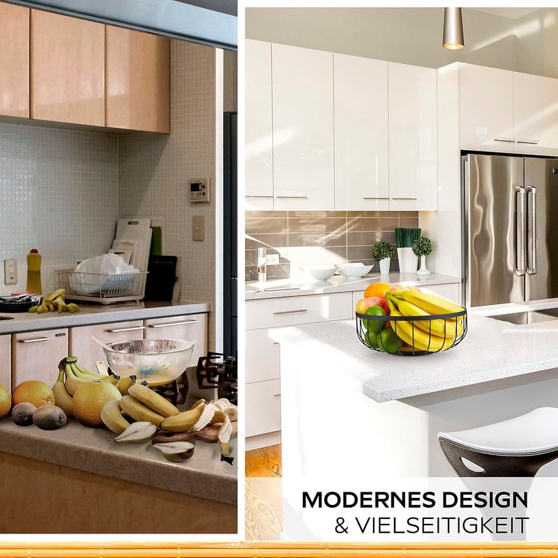 HIKITCHEN® Fruit Basket - Fruit Basket - Metal and Bamboo