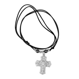 VILLAGE GIFT IMPORTERS Inspirational Necklace | 12 Styles of Pendant | Crosses Crucifixes 4-Way and Saint Medals | Adjustable Cord Christian Jewelry (4-Way Cross)