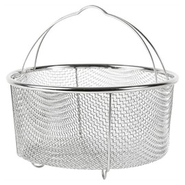 QIXIAMO Stainless Steel Frying Basket Versatile Steaming Basket Convenient Cooking Tools Air Fryer Accessories for Air Fryers, 20.5x9.5cm, Silver