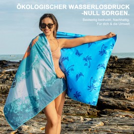 Winthome Beach Towel Waterless Eco Duplex Print Beach Towel Microfibre Large Quick Drying Lightweight Sand-Free Bath Towel for Beach Swimming Sauna Camping with Bag Oeko (180 x 90 cm, 1 Pack)