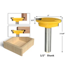Yakamoz 1/2 Inch Shank Reversible Drawer Corner Lock Router Bit Locking Drawer Front Glue Joint Router Bit Woodworking Milling Cutter Tool with 2-Inch Large Diameter 1/2-Inch Cutting Length