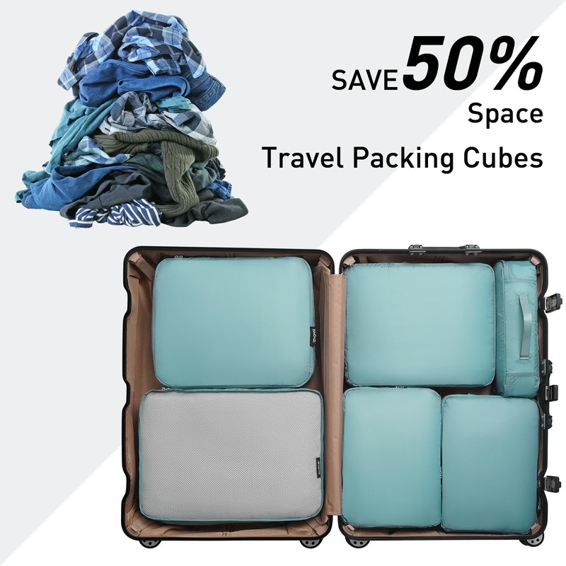 Bagail Ultralight Packing Cubes 7 Set, 3 Compression Packing Cubes
