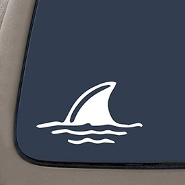 NI161 Shark Fin in Water- Die Cut Vinyl Window Decal/sticker for Car or Truck 3.5"x6"