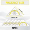 Set of 12 Geometry Triangles, 15.7 cm Plastic Set Square