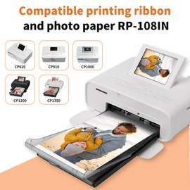 RP-108 Compatible Canon Selphy CP1500 Ink and Paper with 2 Color Ink Cartridges and 108 Sheets 4x6 Photo Paper Glossy for Canon Selphy CP1300, CP1200, CP1000, CP910, CP900 Compact Photo Printers