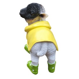 Fachhandel Plus Decorative Lamb with Coat and Green Wellington Boots Funny Animal Figure Sheep Garden Decoration