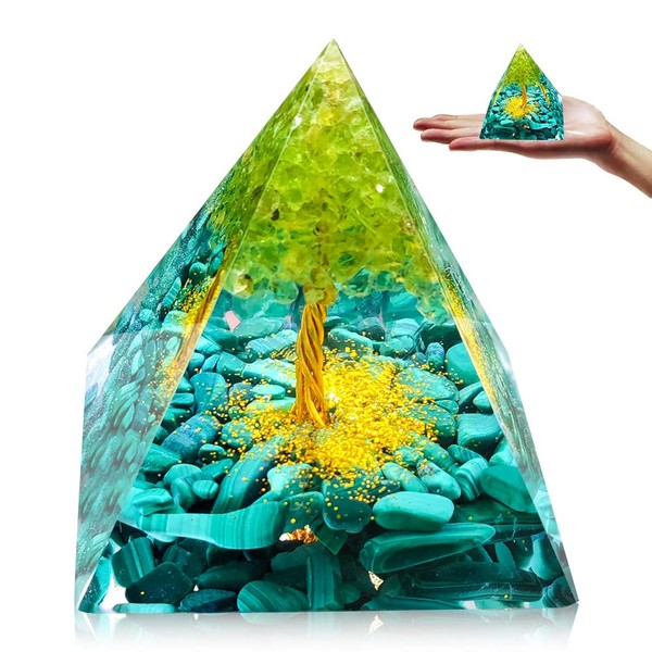 Tyuodna Orgonite Pyramid Crystal Energy Tower, Handmade Chakra Healing Crystals